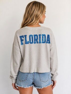 PINK Victoria’s Secret University of Florida Gators Sequin Waffle Knit Crop Top